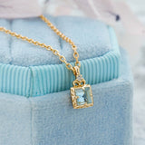 Collier Aigue Marine et Zircon en Argent Plaqué Or – Taille Réglable - Biloria