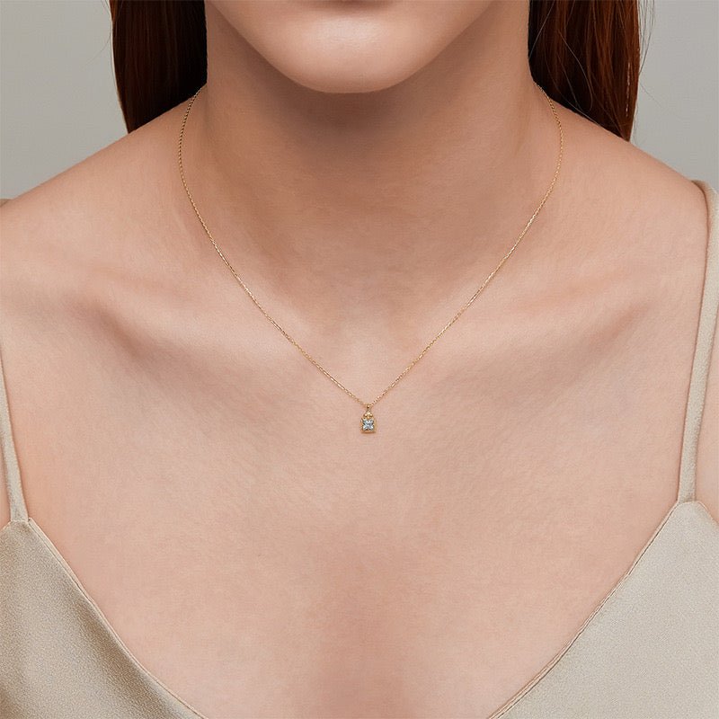 Collier Aigue Marine et Zircon en Argent Plaqué Or – Taille Réglable - Biloria
