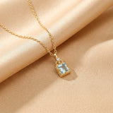 Collier Aigue Marine et Zircon en Argent Plaqué Or – Taille Réglable - Biloria