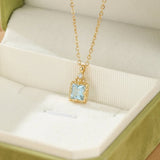 Collier Aigue Marine et Zircon en Argent Plaqué Or – Taille Réglable - Biloria