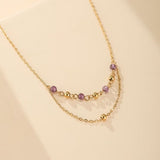 Collier Améthyste double chaîne dorée - Biloria