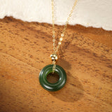 Collier Anneau Jade Naturel Argent Plaqué Or – Bijou Sérénité - Biloria
