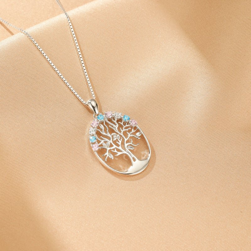 Collier Arbre de Vie Argent 925 Zircons Multicolores - Biloria