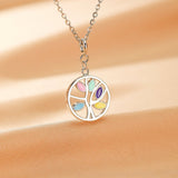 Collier Arbre de Vie émail multicolore en argent 925 - Biloria