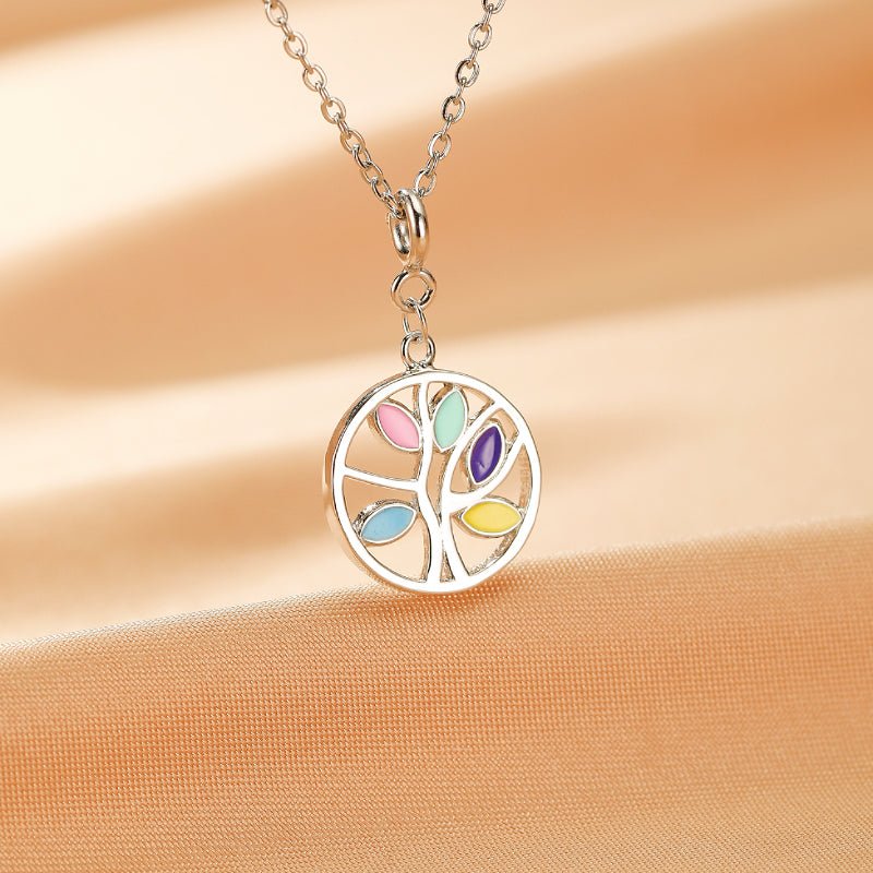 Collier Arbre de Vie émail multicolore en argent 925 - Biloria