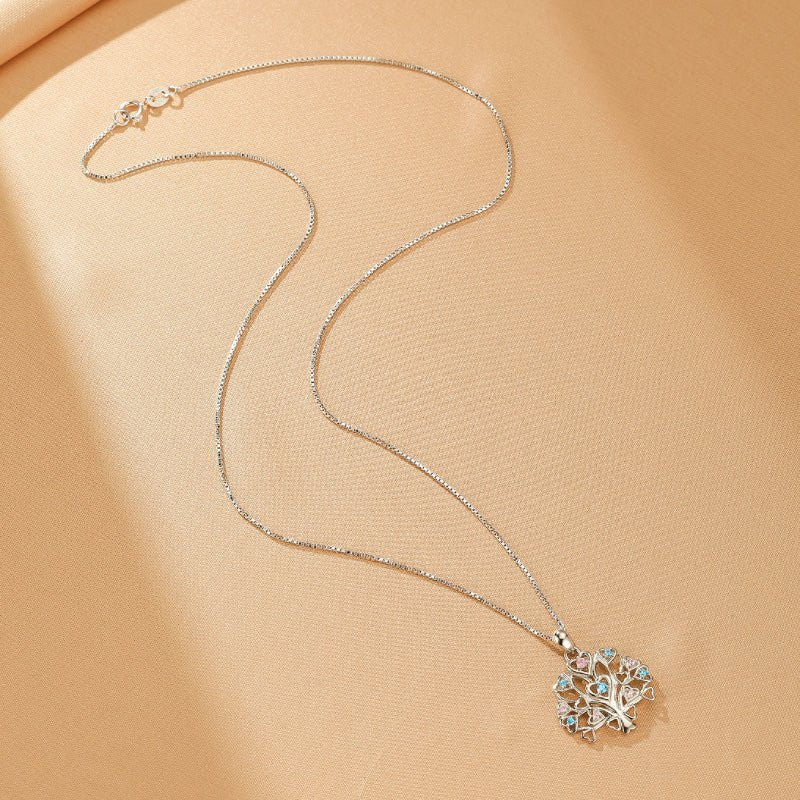 Collier Arbre de Vie en Argent 925 avec Zircons Multicolores - Biloria