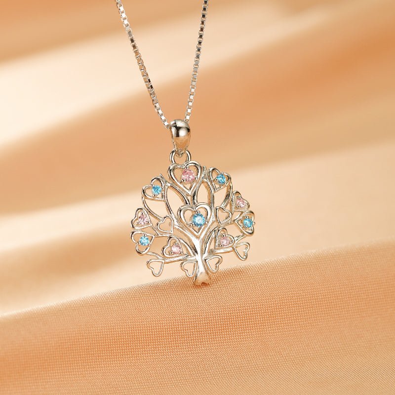 Collier Arbre de Vie en Argent 925 avec Zircons Multicolores - Biloria