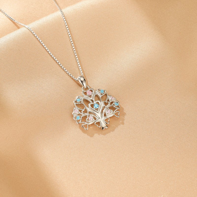 Collier Arbre de Vie en Argent 925 avec Zircons Multicolores - Biloria