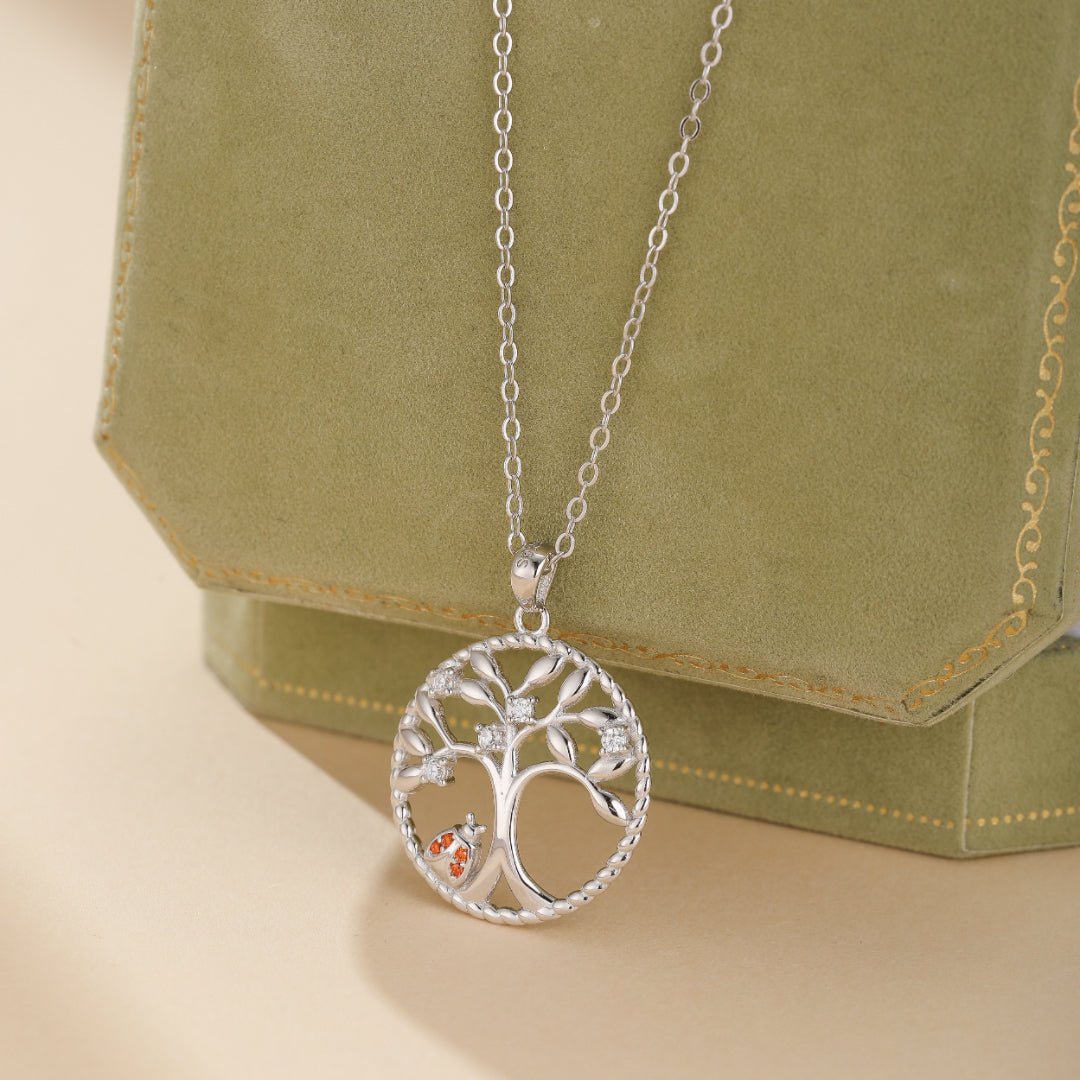 Collier Arbre de Vie et Coccinelle Porte-Bonheur Argent 925 - Biloria