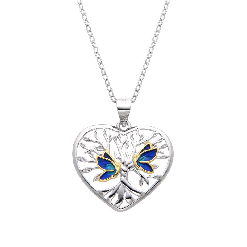 Collier Arbre de Vie Papillon Bleu Argent 925 – Cadeau Femme - Biloria