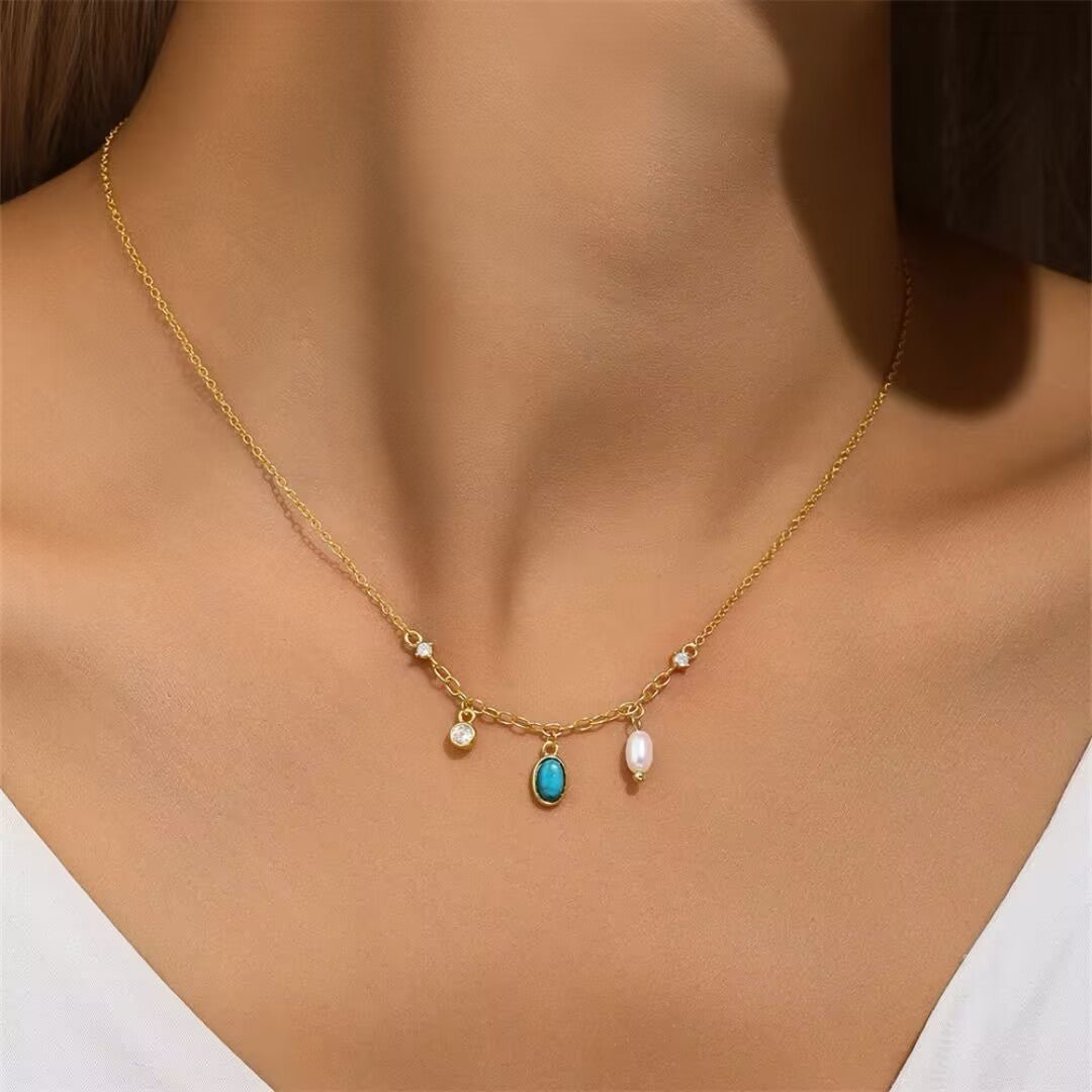 Collier Argent Turquoise Perle – Bijou Protection et Méditation - Biloria