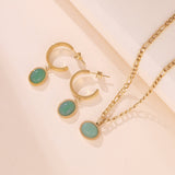 Collier Aventurine naturelle pendentif rond fait main - Biloria