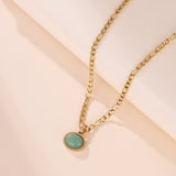 Collier Aventurine naturelle pendentif rond fait main - Biloria