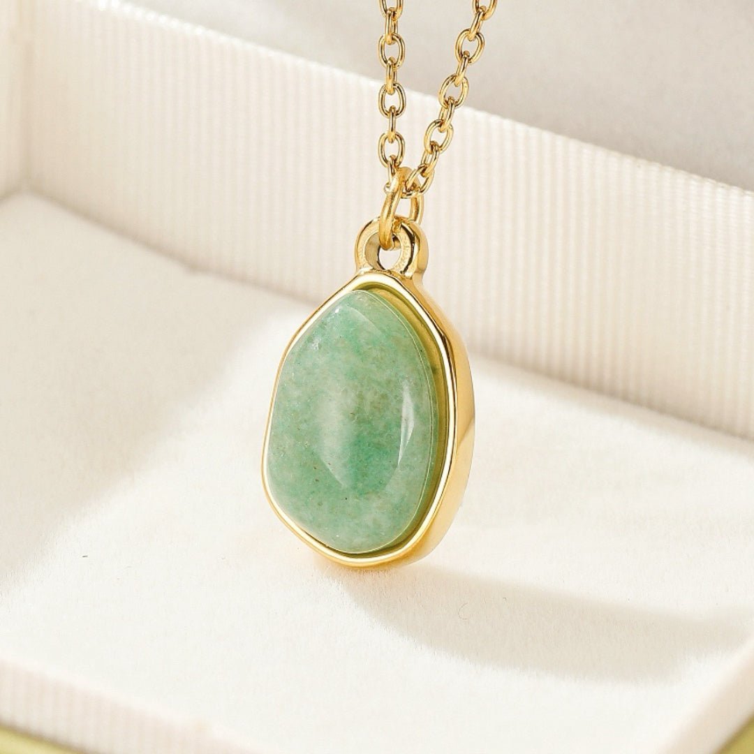 Collier Aventurine Verte Plaqué Or 18K – Harmonie et Chance - Biloria