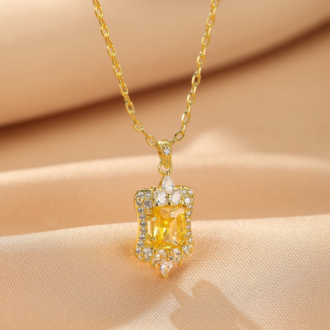 Collier Citrine Cœur Royal Argent Plaqué Or - Bijou Royal - Biloria