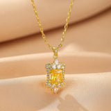Collier Citrine Cœur Royal Argent Plaqué Or - Bijou Royal - Biloria
