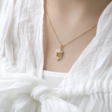 Collier Citrine Cœur Royal Argent Plaqué Or - Bijou Royal - Biloria