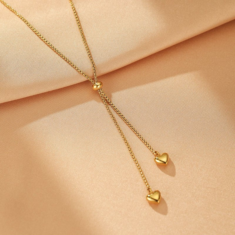 Collier Cœur Acier Inoxydable Doré – Symbole d'Amour - Biloria