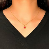 Collier Cornaline Cube Zircon – Rouge Rubis Argent Plaqué Or - Biloria