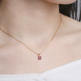 Collier Cornaline et Zircon, Argent Plaqué Or 40 cm - Biloria