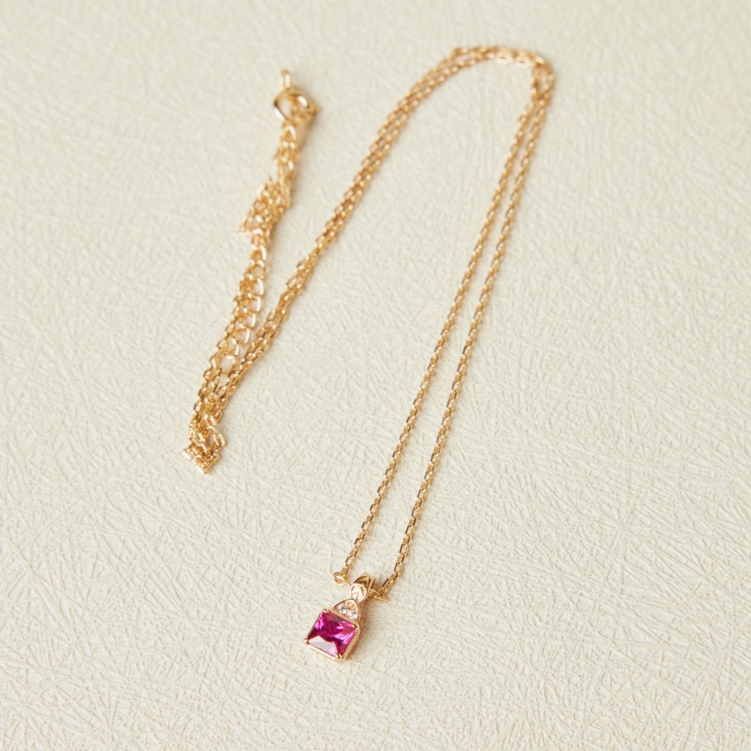 Collier Cornaline et Zircon, Argent Plaqué Or 40 cm - Biloria