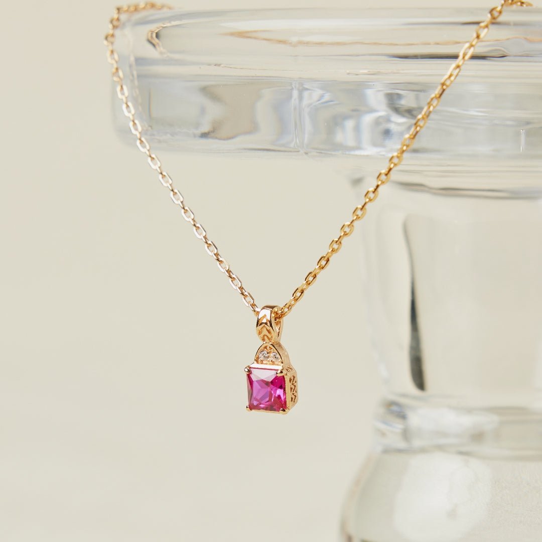 Collier Cornaline et Zircon, Argent Plaqué Or 40 cm - Biloria