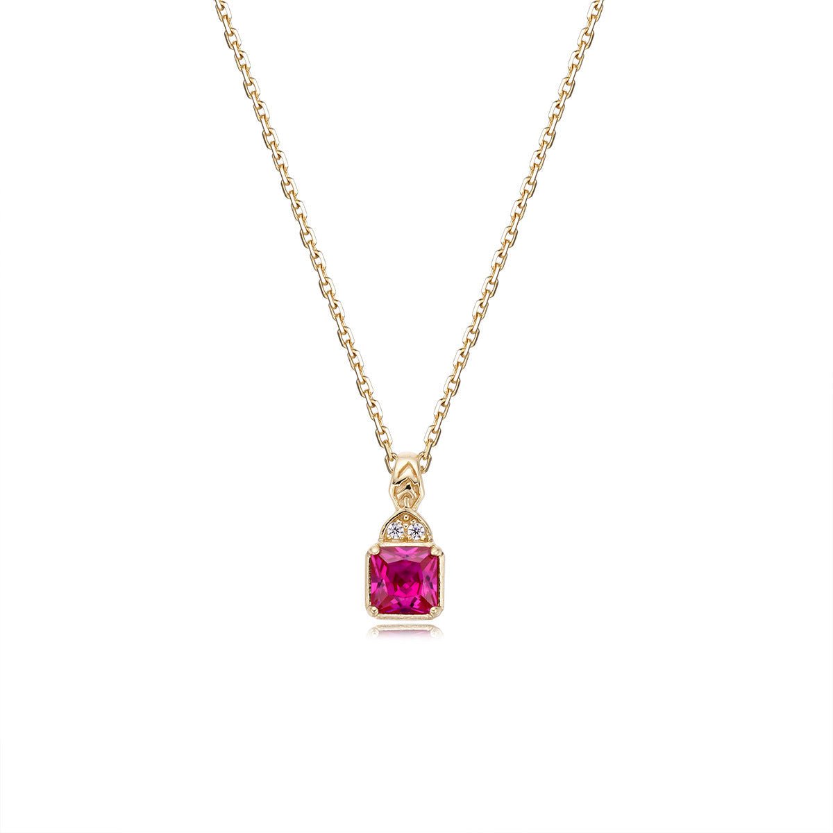 Collier Cornaline et Zircon, Argent Plaqué Or 40 cm - Biloria