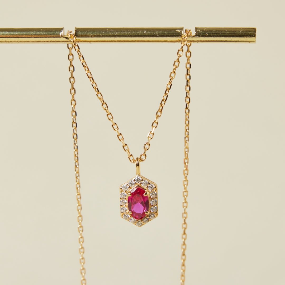 Collier Cornaline et Zircon, Argent Plaqué Or – Énergie et Élégance - Biloria