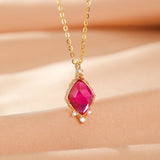 Collier Cornaline Losange - Argent Plaqué Or, Bijou Femme - Biloria