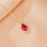 Collier Cornaline Losange - Argent Plaqué Or, Bijou Femme - Biloria