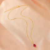 Collier Cornaline Losange - Argent Plaqué Or, Bijou Femme - Biloria