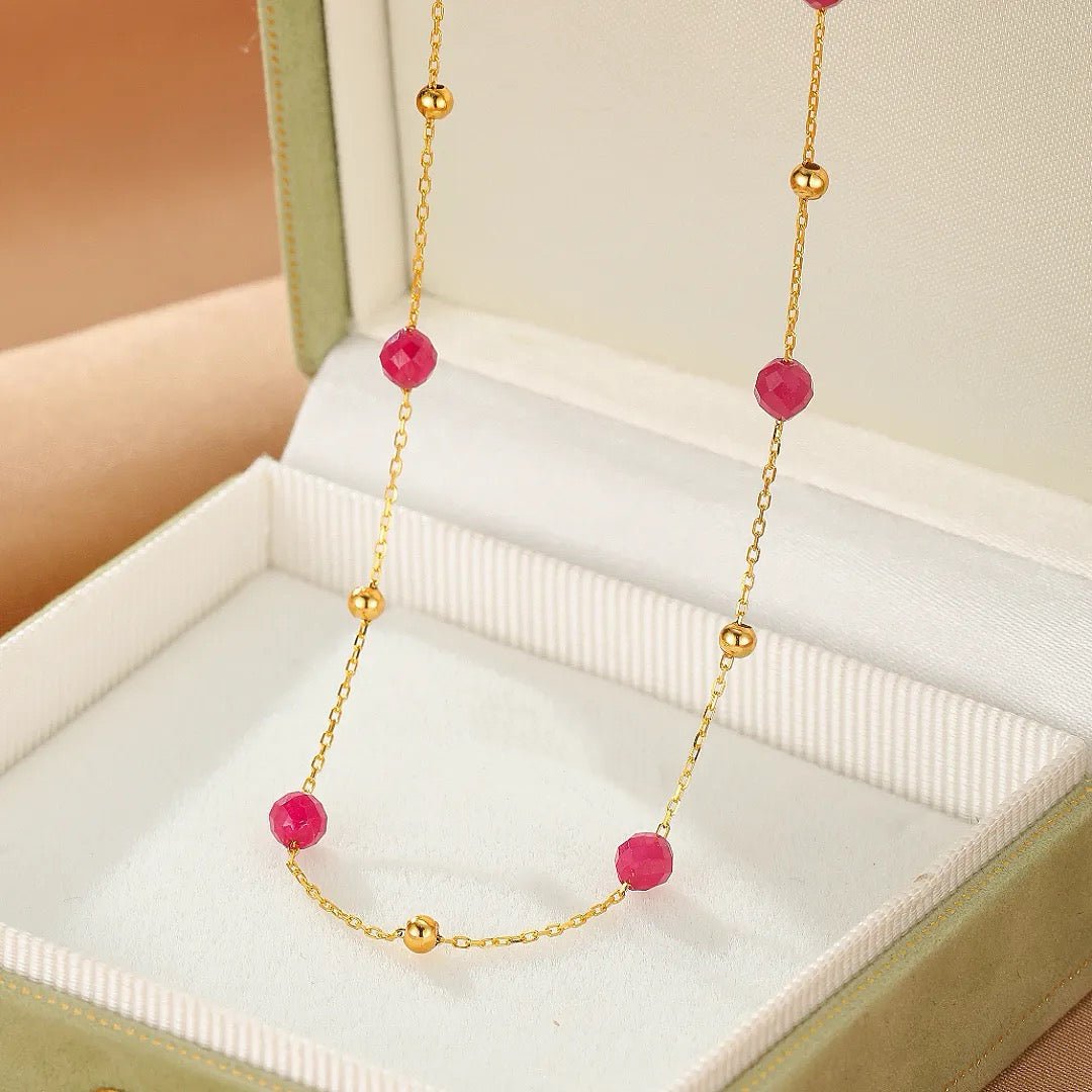 Collier Cornaline Rouge feu Argent 925 Bien-être Émotionnel - Biloria