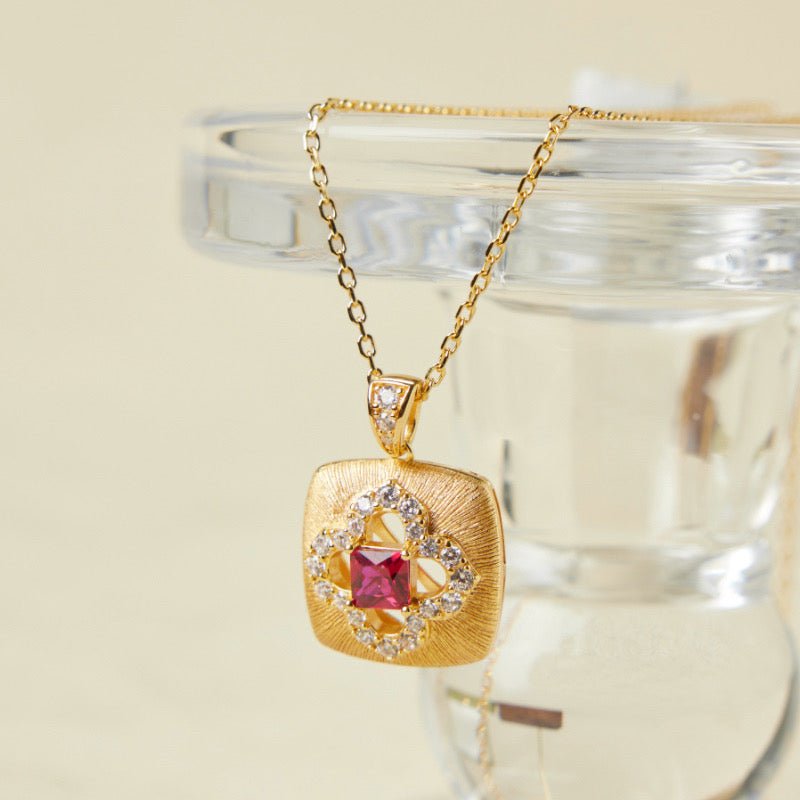 Collier Cornaline Trèfle Quatre Feuilles Argent Plaqué Or - Biloria