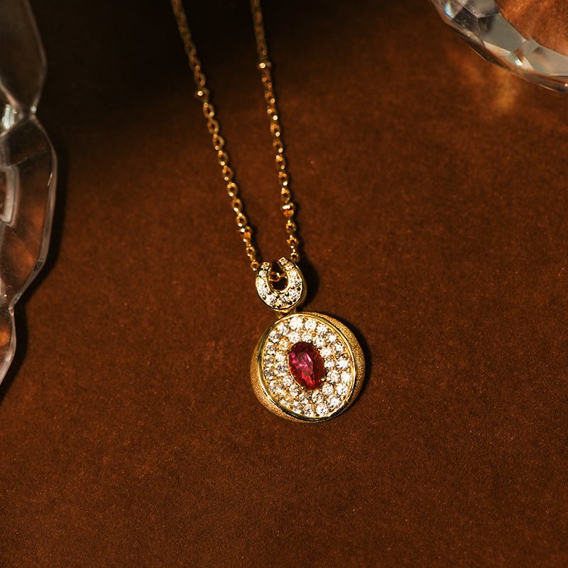 Collier Cornaline Zircon – Pendentif Flamme Argent Plaqué Or - Biloria