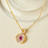 Collier Cornaline Zircon – Pendentif Flamme Argent Plaqué Or - Biloria