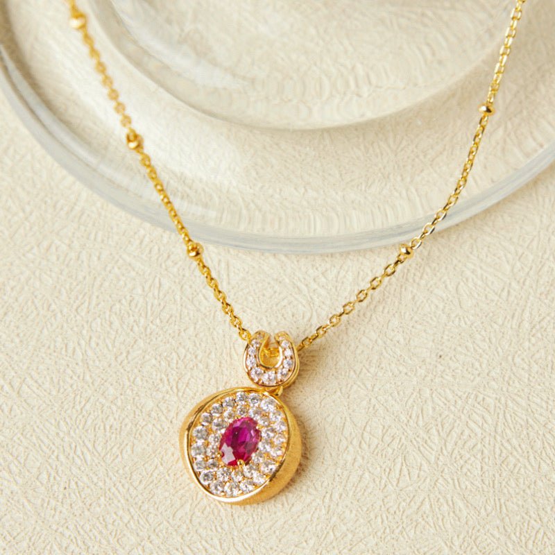 Collier Cornaline Zircon – Pendentif Flamme Argent Plaqué Or - Biloria