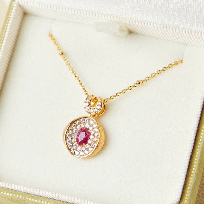 Collier Cornaline Zircon – Pendentif Flamme Argent Plaqué Or - Biloria