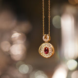 Collier Cornaline Zircon – Pendentif Flamme Argent Plaqué Or - Biloria
