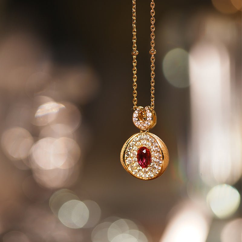Collier Cornaline Zircon – Pendentif Flamme Argent Plaqué Or - Biloria