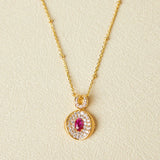 Collier Cornaline Zircon – Pendentif Flamme Argent Plaqué Or - Biloria
