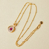 Collier Cornaline Zircon – Pendentif Flamme Argent Plaqué Or - Biloria