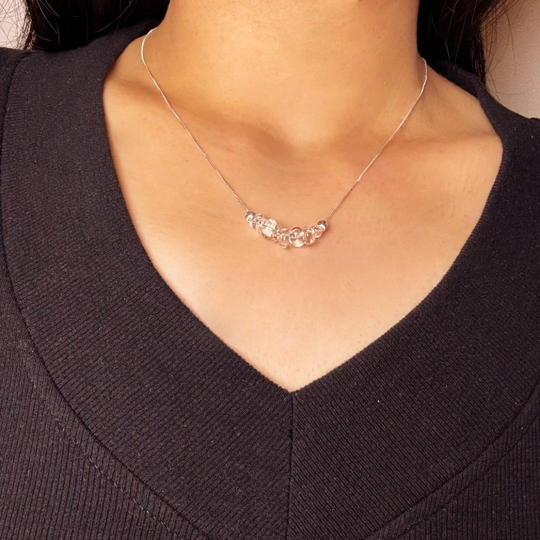 Collier Cristal de Roche Aura Claire Argent 925 - Biloria
