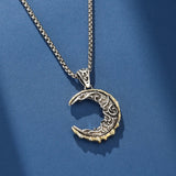 Collier Croissant de Lune Argent et Laiton - Bijou Mystique - Biloria