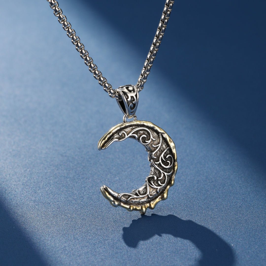 Collier Croissant de Lune Argent et Laiton - Bijou Mystique - Biloria