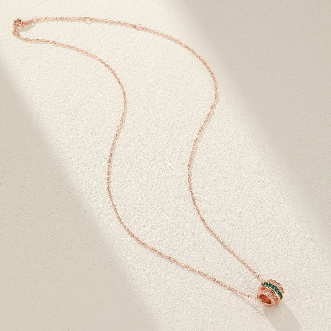 Collier Émeraude et Zircon Argent Plaqué Platine - Biloria