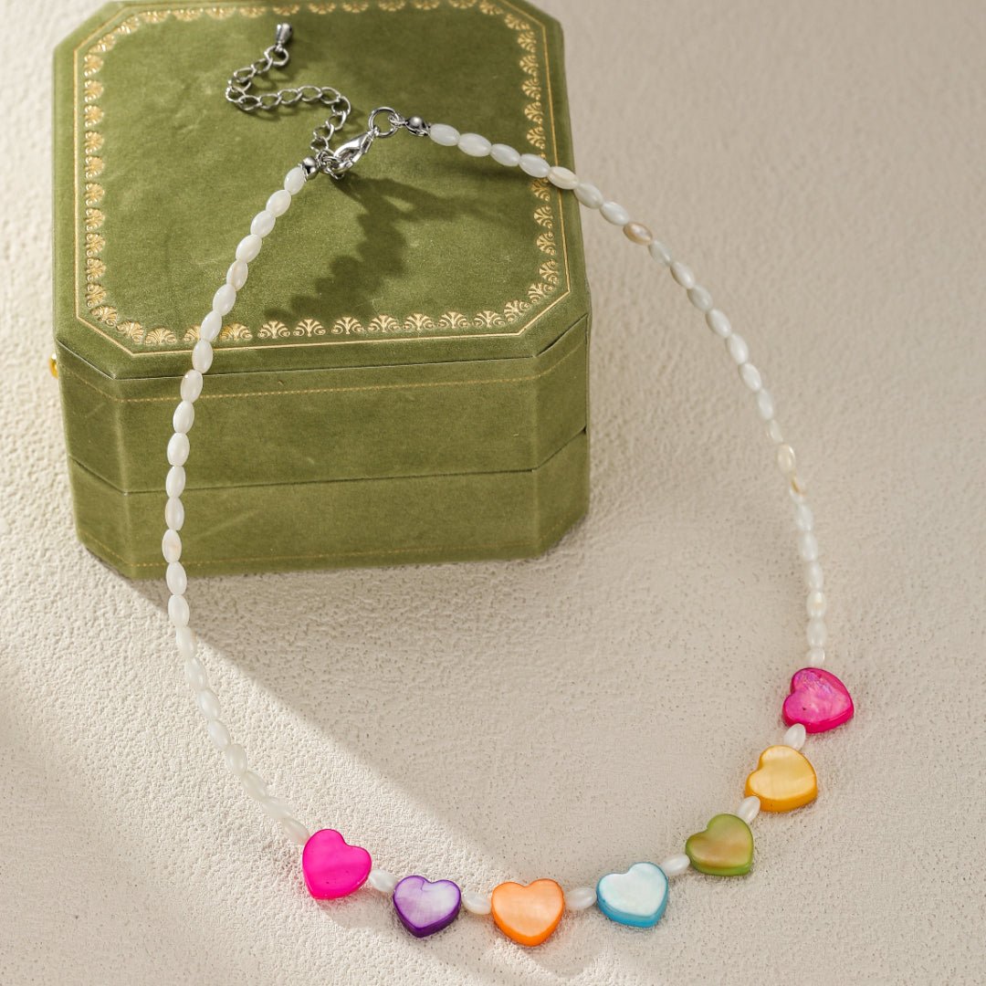 Collier Enfant Nacre Cœurs Arc-en-Ciel - Biloria
