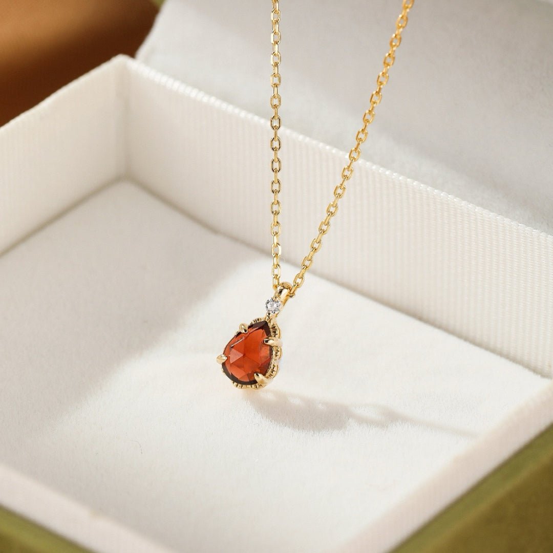 Collier Grenat Goutte Argent Plaqué Or – Bijou de Vitalité - Biloria