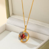 Collier Grenat Rouge Zircon Argent Plaqué Or - Biloria