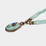 Collier Hippocampe Amazonite Lapis Lazuli Longue Chaîne Réglable - Biloria