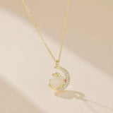 Collier Jade Lapin sur Lune Argent Plaqué Or - Biloria
